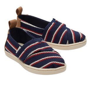 TOMS Unisex-Child Alpargata Loafer Flat, Red/Blue, Youth size 2.5, NWOT Display